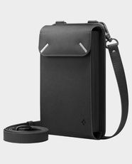 Spigen Valentinus Universal Cross Bag for Mobile | Fits Smartphones Up to 6.8 Inches | Adjustable and Removable Shoulder Strap | Secure Snap Button Closure | Multi-Functional Smartphone Pouch - Black