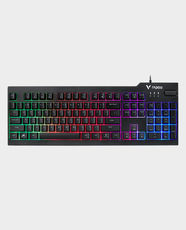 Rapoo V50S Backlit Wired Gaming Keyboard | Full Size 104 Membrane Keys | Laser Carved Keycap | Aluminum Alloy | RGB Lighting | Compatible with MacOS and WIndows - Black