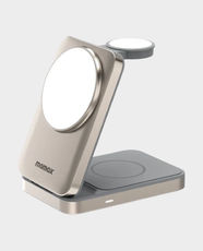 Momax 1-Charge Q.Port 3-in-1 Foldable Qi2 15W Magnetic Wireless Charging Stand | Flexible Angle Adjustment | PC ABS and Aluminum | UD36L – Titanium