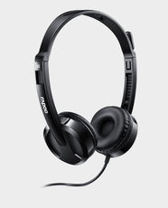 Rapoo H120 Wired USB Stereo Headset | 30mm Drivers | 20Hz-20kHz Frequency Response | Noise-Reducing Omnidirectional Mic | Memory Foam Earpads | Adjustable Headband with In-Line Controls - Black