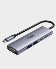 Rapoo XD51 USB-C Multi-Function Docking Station | 100W Fast Charging | 200mm Cable Length | 5Gbps Data Transfer Speed | Sharp 4K Display at 60Hz | Metal Housing | Compatible with MacOS/ Windows and Linux - Silvery Grey