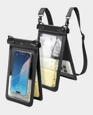 Spigen Aqua Shield Waterproof Pouch | Dual Compartment for Phone, Cards, Cash & Keys | IPX8 Water Resistance | Universal Smartphone Fit | Four-Layer Quad-Lock Seal - Black