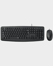 Rapoo NX1600 Wired Mouse and Keyboard Combo | 104 Keys with FN Multimedia Hot Keys | 1000 DPI Optical Mouse | Laser-Carved Keycaps | Spill-Resistant Design | Anti-slip Scroll Wheel | 10 Million Keystroke Lifespan - Black