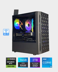 Pre-Built Gaming PC with Intel Core i5-14600KF 14th Gen | ZOTAC Gaming GeForce RTX 5060 AMP 8GB GDDR7 | Kingston NV3 2TB NVMe SSD | TeamGroup Delta RGB 16GB DDR4 3600MHz RAM | SilverStone Strider 750W PSU