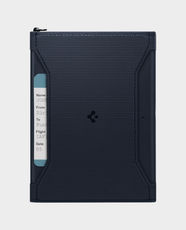 Spigen Universal Passport Holder | Secure RFID Blocking Protection | Secure Locking Mechanism | Premium Velo Vegan Leather | Built-In D-Ring Attachment | Modern and Slim Design - Navy Blue