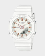 CASIO G-Shock Women’s Analog-Digital Watch | World Time (31 Zones) | 1/100s Stopwatch | Countdown Timer | 5 Alarms | Double LED Light | Shock Resistant | GMA-P2100M-7ADR - White Dial