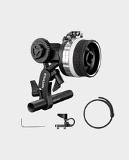 NEEWER PG001 Mini Follow Focus | A/B Hard Stops | Smooth Manual Focus Control | 15mm Rod Compatible | Adjustable Lens Gear Ring | Aluminum Alloy | For DSLR And Cinema Cameras - Silver