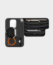 Spigen Apple Watch and Band Organizer | Soft-Touch Deck with Silicone Dividers for Up to 5 Straps | 90° Flip Up Charging Mount | Built-in Strap for Charging Cable Management - Black