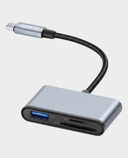 Scute HB10 Type-C 3-in-1 Card Reader | Aluminum Alloy + ABS Build | USB 2.0 480Mbps Fast Data Transfer | Supports TF & SD Cards up to 2TB | Compatible with Smartphones, Tablets & Laptops - Grey