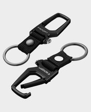 Spigen Carabiner with Key Ring | 2 Pieces | Lightweight & Compact | Durable Zinc Alloy & Stainless Steel Construction | Ideal for Daily Use, Travel & Outdoor Activities - Black