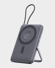 Scute SPB10 Magnetic Wireless Power Bank | 10000mAh Capacity | 15W Wireless Phone Charging | 2.5W Watch Charging | 22.5W USB-C Fast Charging | Built-In USB-C Cable | Li-Polymer Battery | Compact Travel Design - Gray