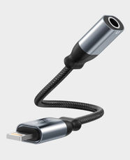 Scute AC9 Lightning to 3.5mm Digital Audio Converter | 0.12m Length | Braided Cable | Aluminum Alloy Connectors | Compatible with iPhone, iPad & 3.5mm Audio Devices - Black