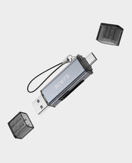 Scute CR10 2-in-1 Card Reader | USB-C and USB-A | 480Mbps USB 2.0 Data Transfer | Supports TF & SD Cards up to 2TB | Aluminum Alloy and ABS Build | Compatible with Smartphones, Tablets and Laptops - Silver