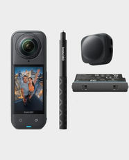 Insta360 X5 Starter Bundle | 8K 360° Waterproof Action Camera | 114cm Selfie Stick | Insta360 X5 Battery | Lens Cap | Protective Pouch - Black