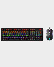Rapoo V185S Backlit Gaming Keyboard and Optical Gaming Mouse | 104 Key Mechanical Keyboard | Wired Connectivity | 100% Anti-ghosting | 6200 DPI Optical Mouse | 5 Programmable Buttons - Black