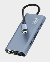PAWA 10-in-1 USB-C HUB With 4K HDTV & VGA | USB 3.0 (Silver) in Qatar