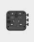 Momax 1-World Universal Travel Charger with Dual AC Outlets | With built-in JP/US, CN, TW, UK, EU, AU sockets | UA19D - Black