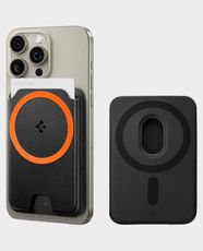 Spigen Valentinus (Mag Fit+) Magnetic Wallet Card Holder | Holds Up to 3 Cards | Premium PU Leather | MagSafe Compatible | Slim Card Storage - Black