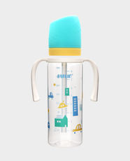 Farlin Standard Neck Drinking Cup | 240ml Capacity | V-Cut Spill Proof Technology | BPA Free and Silicone Material | Hygienic Protective Straw Cap | AG-14101(B)