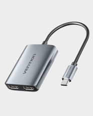 Vention USB-C to Dual HDMI MST Adapter | 0.15m Cable | Dual 4K @ 30Hz Ultra HD | Windows MST & macOS SST Support | Aluminum Alloy | ACZHB - Gray