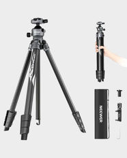 NEEWER LT07 Aluminum Travel Tripod with Ball Head | Lightweight Foldable Design | 10kg Load Capacity | Arca Type Quick Release | Low Angle Shooting Support | Rubber Feet for Stability - Black