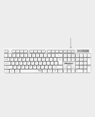 Meetion K300 USB Standard Wired Keyboard | 1.5m Cable Length | Silent Touch | UV Layout | High-quality Membrane | 104/105 Key Full-Sized Layout | English/Arabic | Windows and macOS Compatible - White