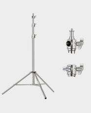 NEEWER ST-300SS 300cm Stainless Steel Photography Light Stand | Spring Cushioned | Reversible 1/4” to 3/8” Adapter | 3-Way Mounting Interface | Compatible With Reflecto & Other Photography Gear - Silver