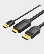 Vention HDMI Male to DisplayPort Male HD Cable | 2m Length | 4K@60Hz Resolution | 18Gbps High Speed Transmission | Durable Gold Plated Connector | Compatible with Laptop/ PC/ PS5/ Xbox to DP Monitor | ABJBH - Black