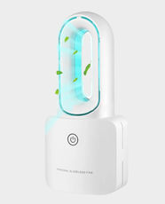 Bladeless Desk Fan with LED Light | 10W | USB Rechargeable | 4000mAh Battery | 4-Speed Wind Adjustment - White