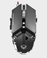 Meetion M985 Metallic Programmable Wired Gaming Mouse | 4000 DPI | 1.8m Braided With Magnet Ring Cable | 9+1 Buttons | Golden-Plated Plug - Gray