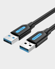 Vention USB 3.0 Type A Male to Type A Male Cable | 3m Length | 5Gbps Super-Speed Data Transfer | Nickel-Plated Connectors | Durable PVC Build | Compatible with Laptop/ PC/ Hard Drive/ Camera | CONBI - Black