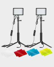 NEEWER ZC-10S Tabletop LED Video Light Kit (2-Pack) | 5600K USB-Powered Lighting | 10%–100% Dimmable Brightness | Includes 8 Color Filters | Extendable Tripods | Ideal for Streaming, Photography & Video - Black