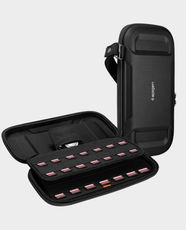Spigen Rugged Armor Pro Pouch Case for Nintendo Switch Game Cards | Built-In AirTag Holder | Durable Polyurethane Material | Compact Protective Storage - Black