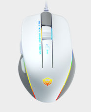 Meetion GM23 RGB Circulation Backlit Gaming Mouse | 12800 DPI | Ergonomic Design | 6-Button Layout | Removable Weight - White & Grey