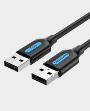 Vention USB 2.0 A Male to A Male Cable | 3m Length | 480Mbps High-Speed Data Transfer | Nickel-Plated Connectors | Durable PVC Build | Compatible with Laptop/ PC/ Hard Drive/ Camera | COJBI - Black