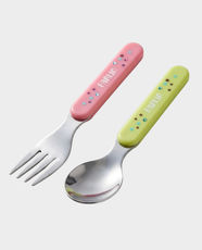 Farlin Baby Spoon and Fork Set | Ergonomic Training Cutlery | BPA-Free Polypropylene | Sterilizable and Dishwasher safe | Soft Edges | BF-247