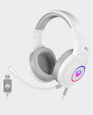 Meetion HP012 Virtual 7.1 Surround Sound Gaming Headset | Omnidirectional Noise-Canceling Microphone | 50mm Drivers | USB Interface | Lightweight Design | RGB Lighting Effects - White
