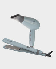 Clikon Hair Dryer & Straightener Combo | 1800-2200W Power | DC Motor | 2 Speed Settings | 360-Degree Swivel Cord | Cool Shot Function | Floating Ceramic Coated Barrel | CK3325 - Blue