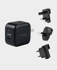 URTECH ElitePower Premium Fast Charger with International Adapters | 67W | USB-C | GaN Pro | AU, EU, UK Adapters - Black