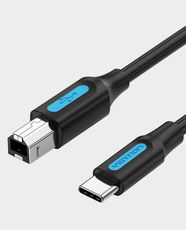 Vention USB 2.0 Type-C Male to Type-B Male Printer Cable | 2m Length | 480Mbps Data Transfer | Anti-Interference Shielding | Compatible with Printers, Scanners & USB-C Laptops | CQUBH - Black
