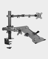 Skill Tech SH 0240KN Single Articulating Monitor Arm With Laptop Holder | 13-34 Inch Screen Size Compatible | VESA 100x100mm | Max Load 8 Kg | Flexible Adjustability | Durable Steel Build