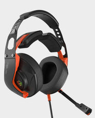Meetion MT-HP099 RGB Backlit Wired Gaming Headset | 2.2m Cable Length | Omnidirectional Microphone | 50mm Drivers | Virtual 7.1 Surround Sound | Gold-Plated USB Interface | Soft Breathable Ear Cushions - Black/Orange