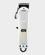 Wahl Super Taper Cordless Hair Clipper | 90 Min Runtime | Adjustable Chrome Blade | 5500 RPM Motor | 120 Min Charge | Cord and Cordless Use | 8591L - White