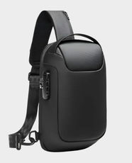Aopinyou Aslant Crossbody Bag | Anti-Theft Lock | Waterproof Fabric | Integrated USB Charging Port | AP-37 - Black