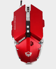Meetion M985 Metallic Programmable Wired Gaming Mouse | 4000 DPI | 1.8m Braided With Magnet Ring Cable | 9+1 Buttons | Golden-Plated Plug - Red