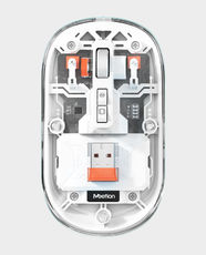 Meetion BTM005 Wireless Dual Mode Transparent Mouse | Adjustable 2400 DPI | Up to 10m Wireless Range | 2.4GHz + Bluetooth Connectivity | Quiet Clicks | Built-in 400mAh Battery | Multi-Device Compatibility - Silver