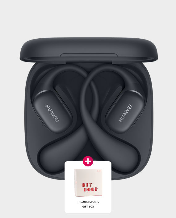 Huawei FreeArc | Up to 28 Hours | IP57 | Bluetooth 5.2 | Sterling Sound | 140° Optimal Triangle for Secure Fit (Huawei Sports Gift Box) - Black