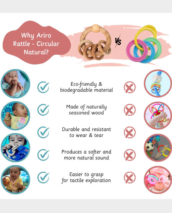Buy Ariro Wooden Rattle - Circular Natural in Qatar - AlaneesQatar.Qa