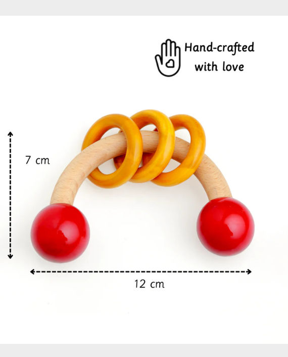 Buy Ariro Wooden Rattle Curvy with Rings in Qatar - AlaneesQatar.Qa