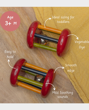 Ariro Wooden Rattle - Small Tumbler Red